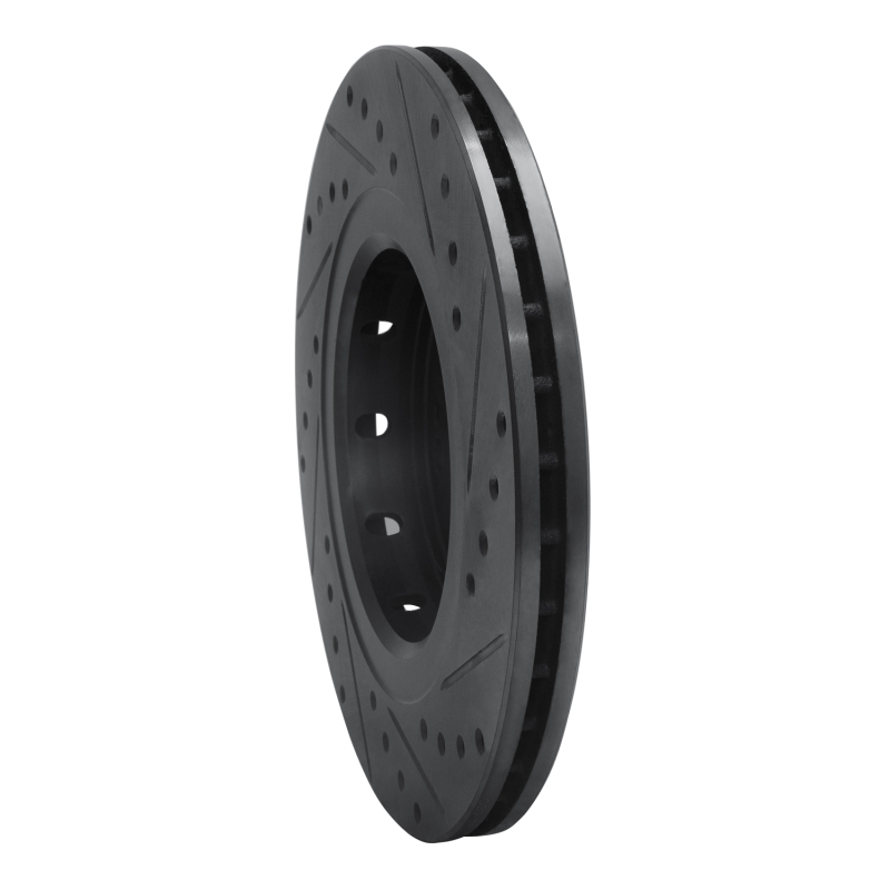 Mitsubishi Outlander PHEV Brake Rotor (1) - Front Left - R1 Concepts - Drilled & Slotted - Black - `05-`22